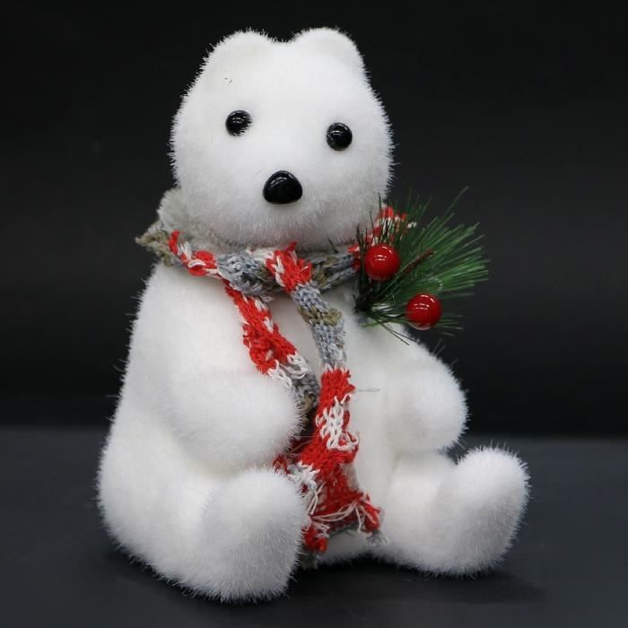 Décoration de noël Ours polaire assis Hauteur 16cm Cdiscount Maison