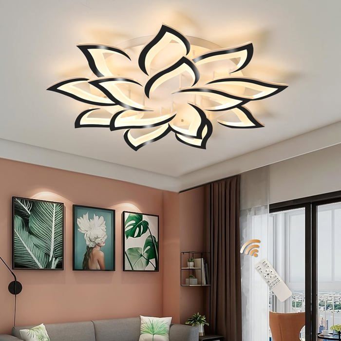 Plafonnier LED moderne Ganeed - Noir - 14 têtes - 98W - 3000K-6500K