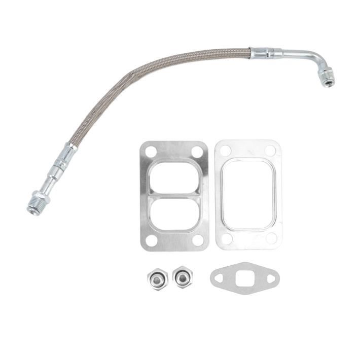 Ligne D'Alimentation Huile Turbo 4AN Acier Inoxydable Tressé 90 Degrés - 48 Pouces