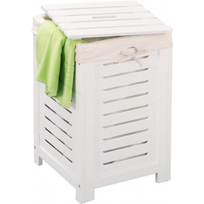 Panier à linge tabouret - blanc