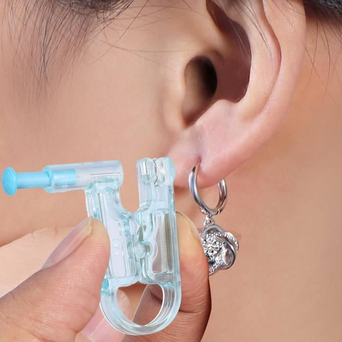 Kit 6 Pistolets Piercing Oreille NIUSIMAN - Clous Zircone 5mm - Stériles - Usage Unique - Argent