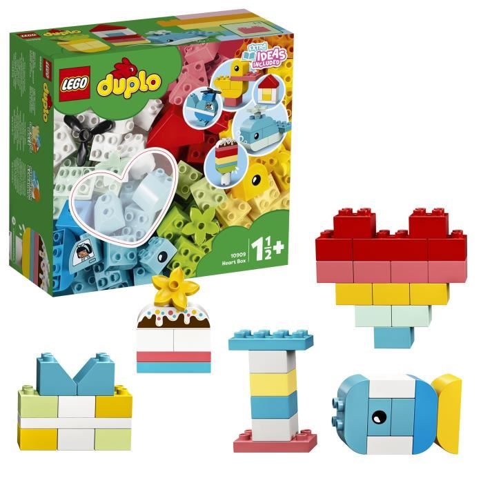 LEGO® 10909 DUPLO Classic La Boîte Coeur Premier Set, Jouet Educatif, Briques de construction pour Bébé 1 an et demi