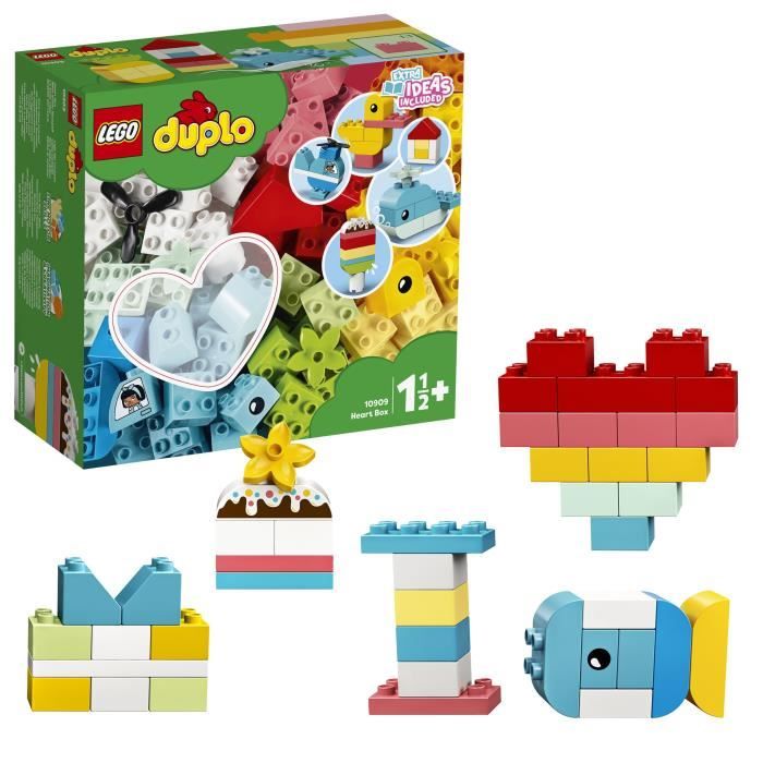 lego® 10909 duplo classic la boîte coeur premier set, jouet educatif, briques de construction pour bébé 1 an et demi