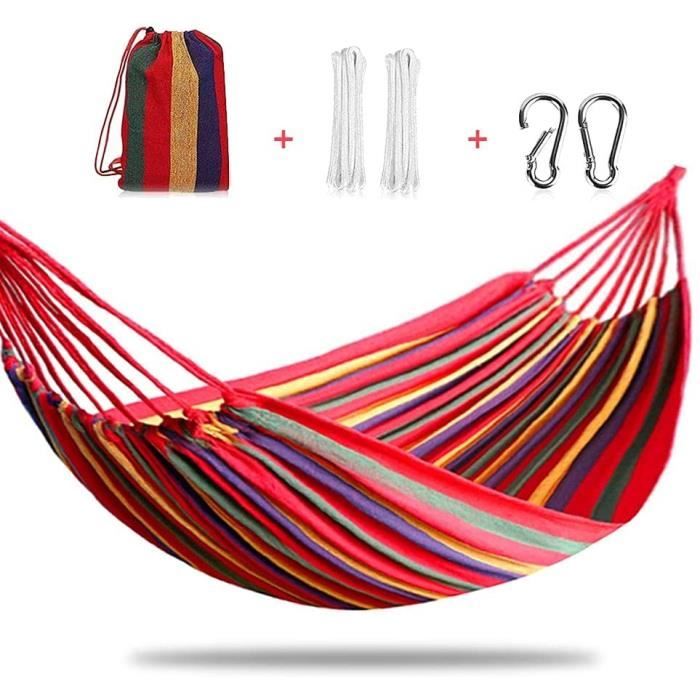 Hamac D'extérieur De Camping Avec Sangles D'arbre Ajustables Gratuites, Hamac De Coton Portable