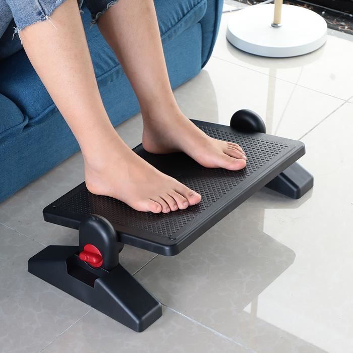 Repose-Pieds Réglable Ergonomique En Plastique Antidérapant - Support Pieds Bureau, Maison Et Voyage (Noir)