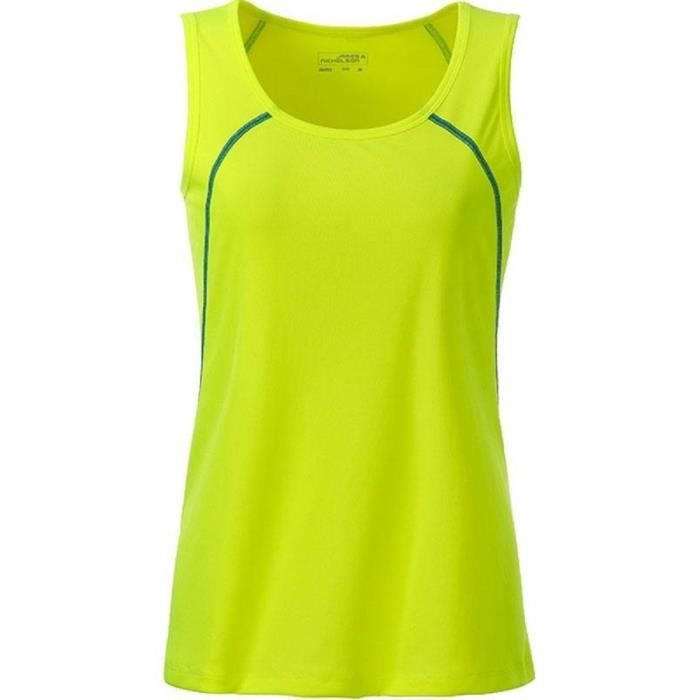 Débardeur running respirant - Femme - JAMES & NICHOLSON - JN493 - Jaune - Coutures plates contrastées Débardeur running respirant - Femme - JAMES & NICHOLSON - JN493 - Jaune - Coutures plates contrastées
