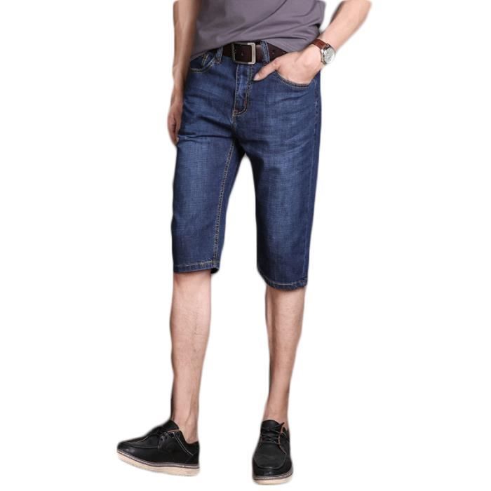 Short Jean Homme Grande Taille, Bermuda Jean Homme Large, Shorts Et Bermudas Poches Droit Léger Bermudas Couleur Unie Séchage Rapide Pantalon Court Coupe Ample Respirant Plage Jogging