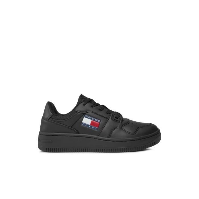Tommy Jeans Sneakers basses cuir Retro - Tommy Jeans - Femme - Noir - Lacets - Plat