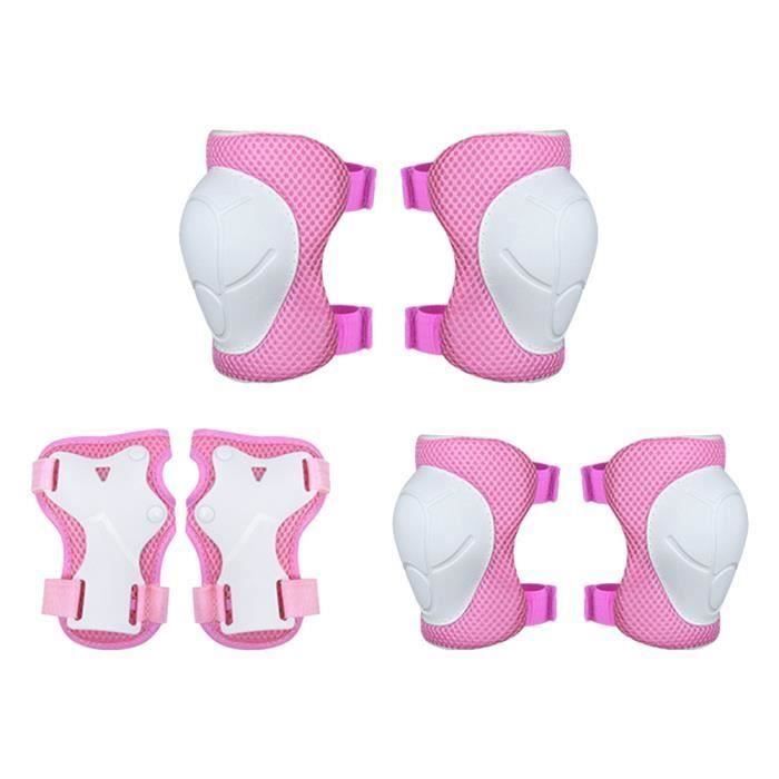 Lot Protection Enfant – Casque + Genouillères, Coudières, Protège-poignets – Shell ABS, Mousse EPS, Rose – Skate, Roller, Vélo