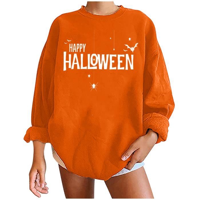 Mode féminine Halloween Thanksgiving imprimé ample à manches longues