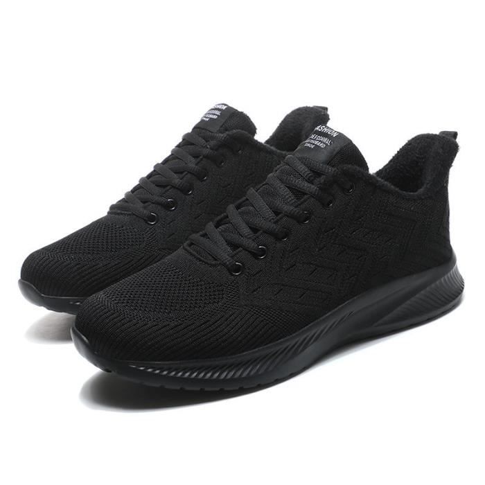 KIANII Grande Taille Hommes Casual All-Match Baskets Personnalité Mode Respirant Chaussures En Maille-Noir