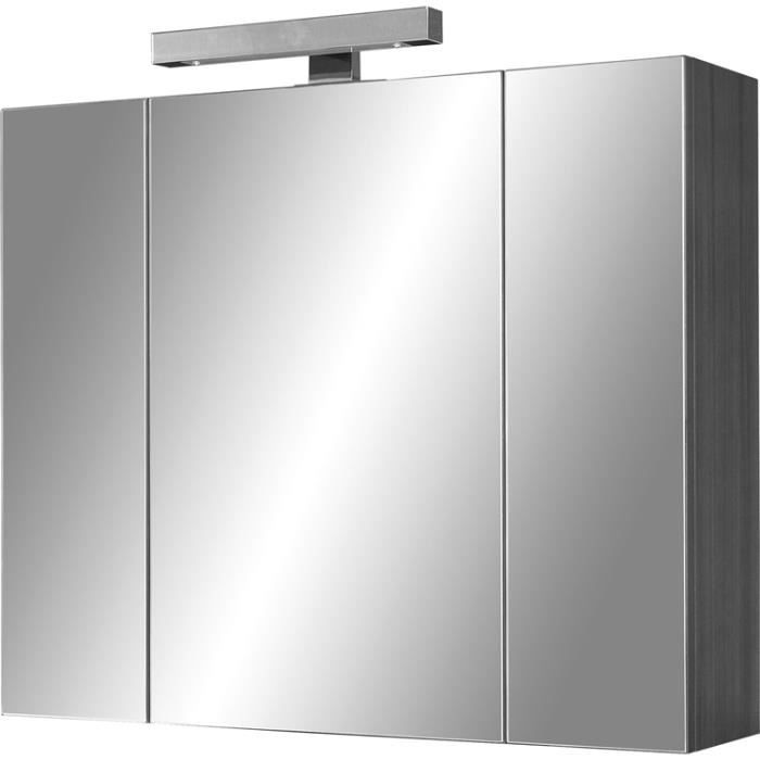 Armoire miroir avec éclairage LED coloris Frêne... Cdiscount Maison