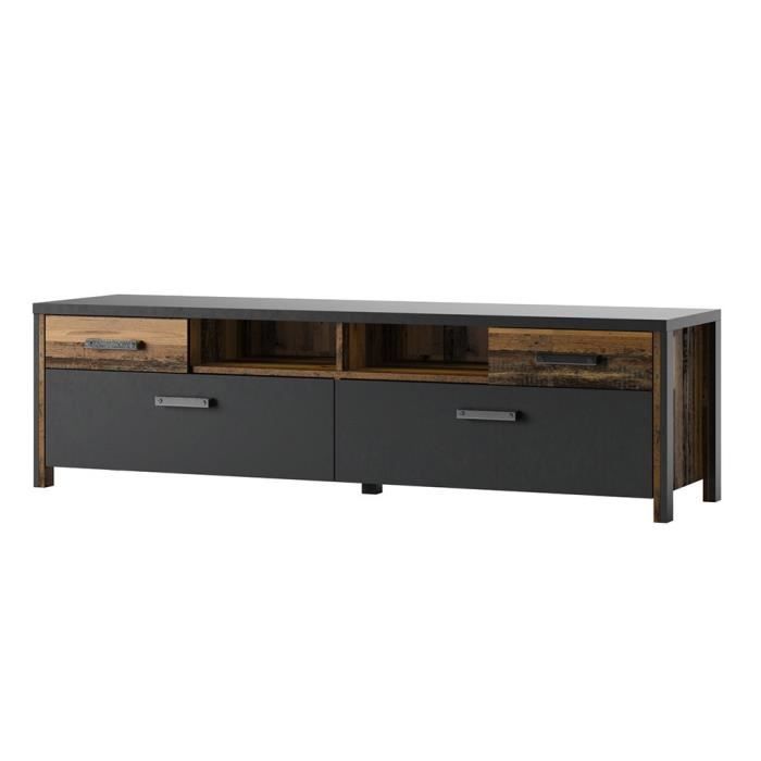 Meuble TV haute gamme 190cm collection WINDSOR. Coloris gris anthracite et chêne foncé. 50 Gris Meuble TV haute gamme 190cm collection WINDSOR. Coloris gris anthracite et chêne foncé. 50 Gris