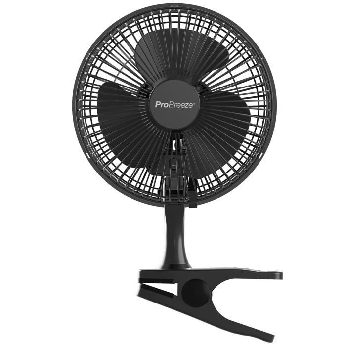 Pro Breeze Mini Ventilateur à Pince - 2 Vitesses 15 cm - Petit Portable Silencieux - pour Maison Table Bureau - Noir - Pro Breeze