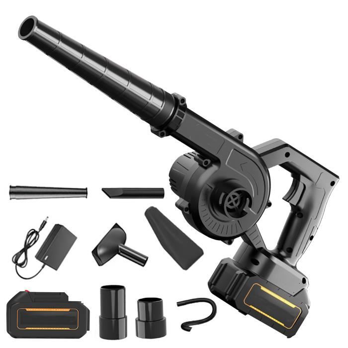 Souffleur à Feuilles Batterie 21V 360W - Souffleur Aspirateur Sans Fil 23000 Tr/min Avec 2 Batteries - 3.3m³/min