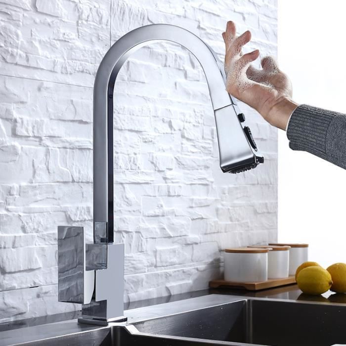 Robinet de cuisine intelligent sans contact, robinets à capteur inarouge brossé, robinets mélangeurs d'eau inarouges noirs/Nickel