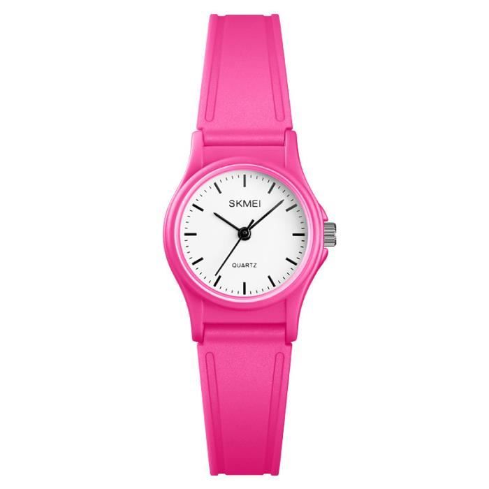 SHARPHY Montre enfant fille quartz sangle en plastique étanche rose mode montre étudiante cadeau de Noël