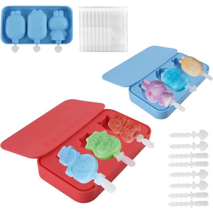 Moules à Glace En Silicone (2 Pièces) - 8 Cavités Avec Bâtonnets En Bois Pour Crèmes Glacées Maison - 8