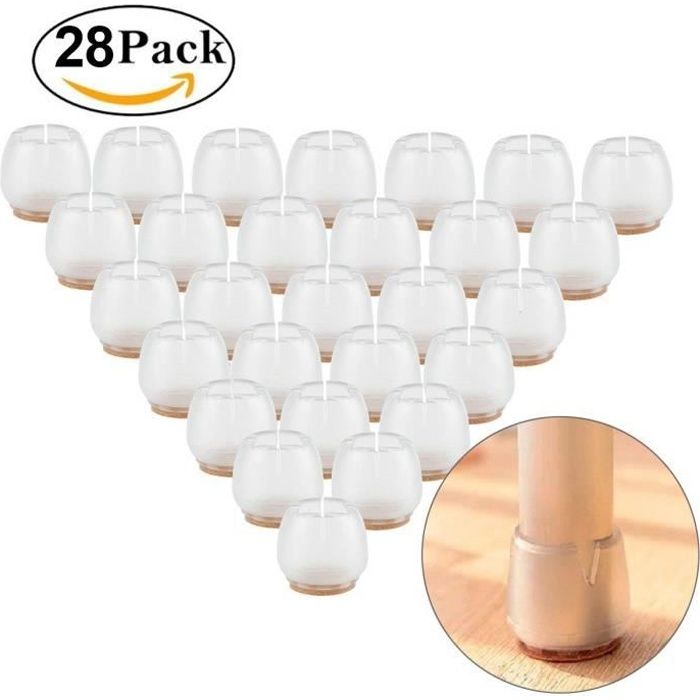 Silicone chaise casquettes pieds tampons mobilier Table couvre protège jambes table sofa Antidérapant feutre (Rond-28PCS/27-31mm)