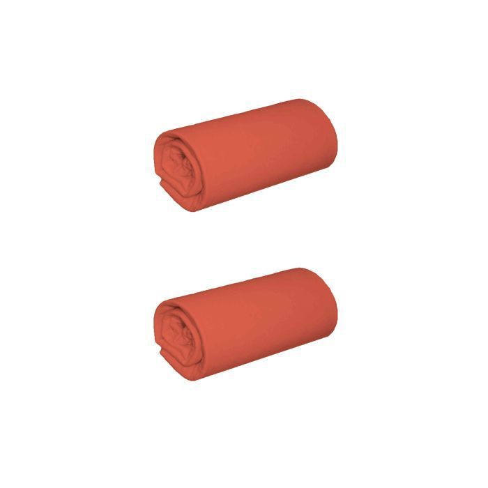 Lot de 2 draps housse jersey orange terracotta bonnet 40 cm 90x190/200 - Orange - Terre de Nuit Lot de 2 draps housse jersey orange terracotta bonnet 40 cm 90x190/200 - Orange - Terre de Nuit