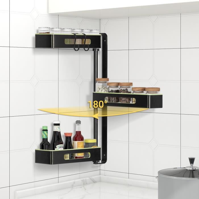 Étagère De Rangement 2 Niveaux En Métal Noir - 36x14x33 Cm - Pour Salle De Bain, Cuisine, Bureau - Design Aéré Et Stable