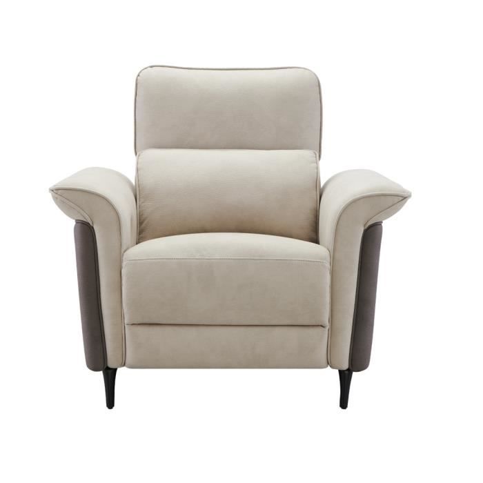 fauteuil relax électrique - sirius - l 105 x l 86 x h 107 cm - tissu mastic/brun taupe