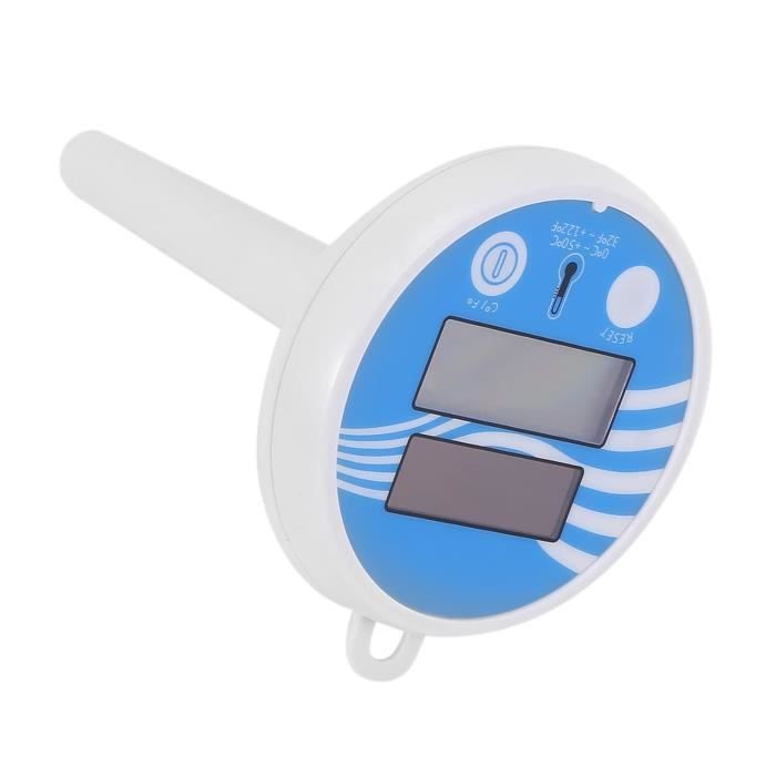 BALDR Thermomètre Piscine Flottant Double Écran Ultra-Lumineux – Rechargeable, Précision ±1°C, Vision 300°, Grand Chiffres (Bleu)