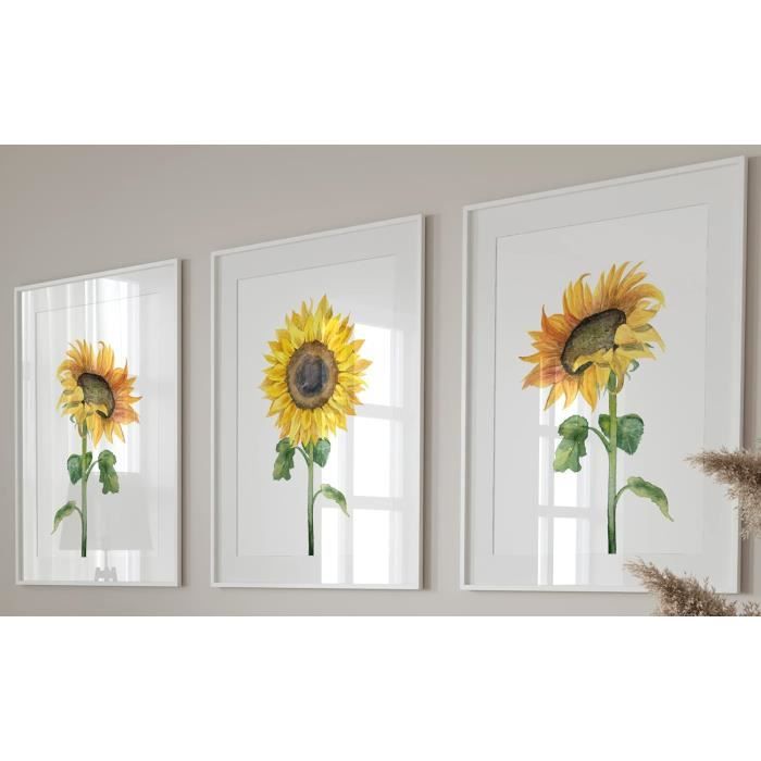 Décoration Murale Tournesol En Métal 3D 30x14.6 Cm | Peinte à La Main, Couleur Jaune Vintage | Pour Intérieur Et Extérieur