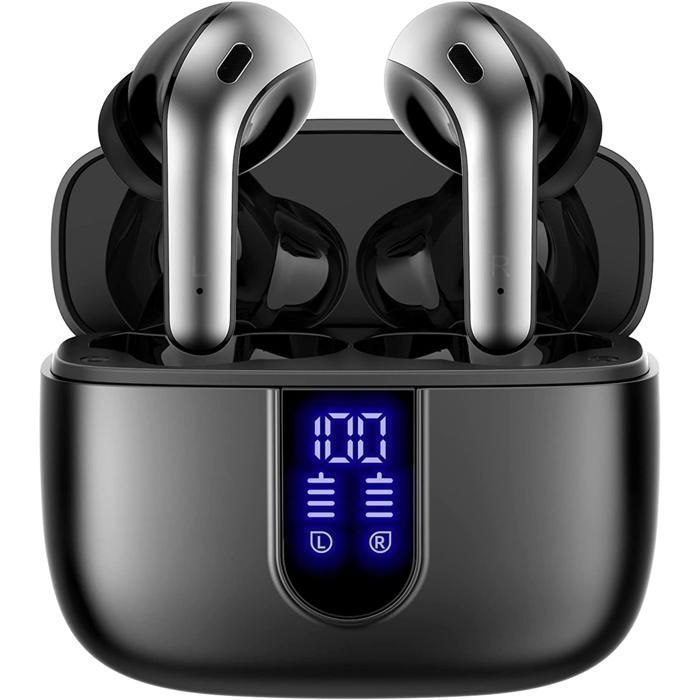 VEATOOL Écouteurs sans Fil Bluetooth 5.4 Étanche IPX5 Sportif Stéréo 60H dAutonomie Micro Intégré Noir