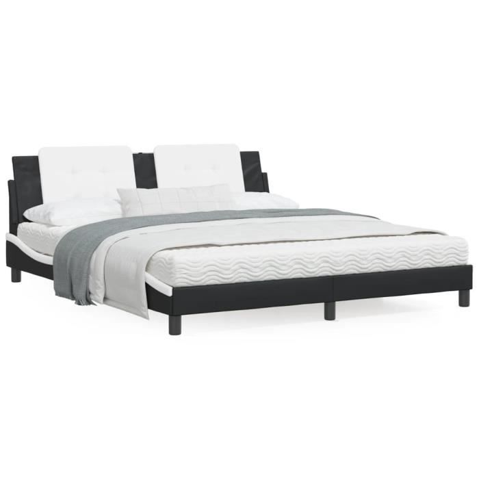 Cadre De Lit 180x200 Cm Avec Tête De Lit Et LED – Blanc