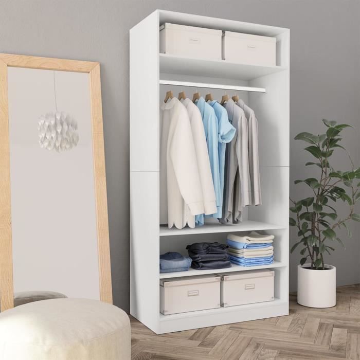 SALE 2024 Garde-robe JMS - Armoire de chambre Blanc 100 x 50 x 200 cm Bois dingénierie 12375Kg