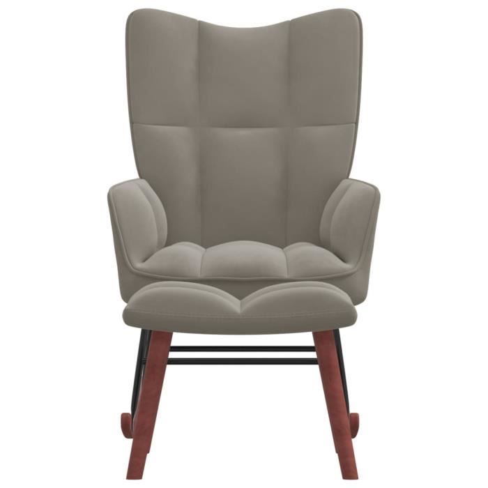 rho - fauteuils à bascule - chaise à bascule avec repose-pied gris clair velours - yos7734920260376
