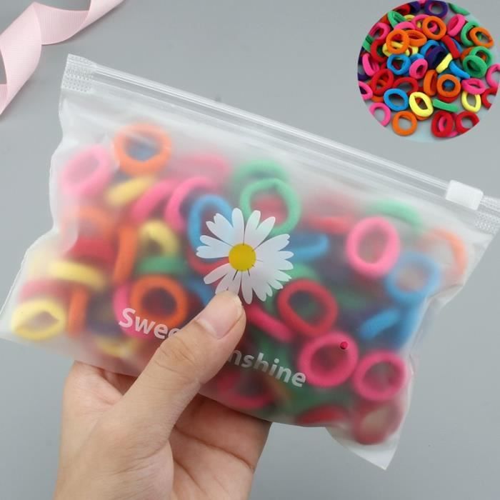Lot De 100 élastiques à Cheveux Sans Couture Pour Bébés Et Enfants - Diamètre 2,5 Cm, Extensible, Couleur Rose