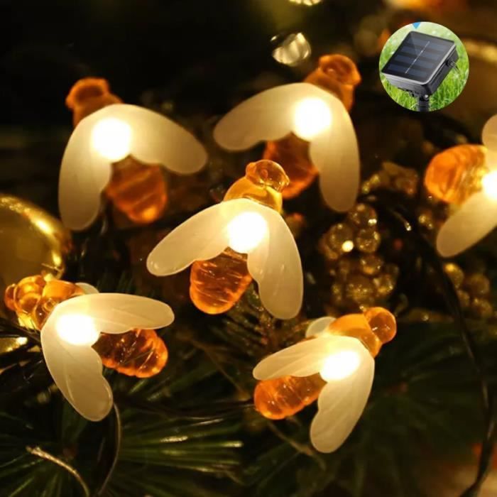 Lampe Solaire Abeille Garden Mile - Éclairage Blanc Chaud - 4 LED - Suspendue - Déco Jardin Intérieur/Extérieur