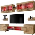 Ensembles de meubles TV Foggia Komodee - LED RGB - Bois Naturel Mat & Bois Naturel -  Façades en Mat - L235cm x H195cm x P35cm-1