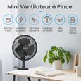 Pro Breeze Mini Ventilateur à Pince - 2 Vitesses, 15 cm - Petit, Portable, Silencieux - pour Maison, Table, Bureau - Noir-1