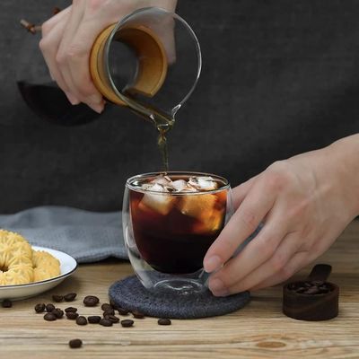 Set 4 Tasses Café Verre Double Paroi BORDEAG | 250ml Avec Cuillères | Isotherme Pour Espresso, Thé | Lave-Vaisselle Safe
