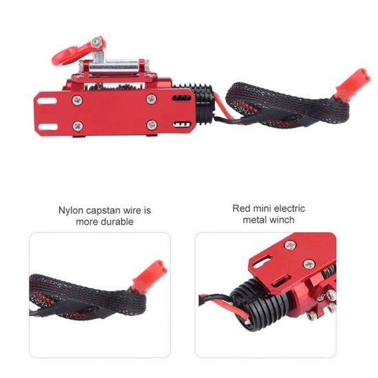 BONKZEBU Treuil Mini Métal Pour RC Crawler 1/10 – Compatible SCX10 D90 TF2 TRX4, Fil Nylon, Usinage CNC