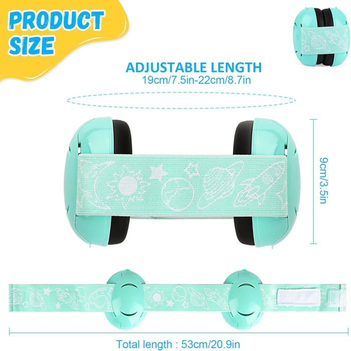 Iwinna Casque Anti-Bruit Bébé Enfant Jusqu'à 16 Ans - Protection Auditive Réglable Confortable Rose Ou Vert