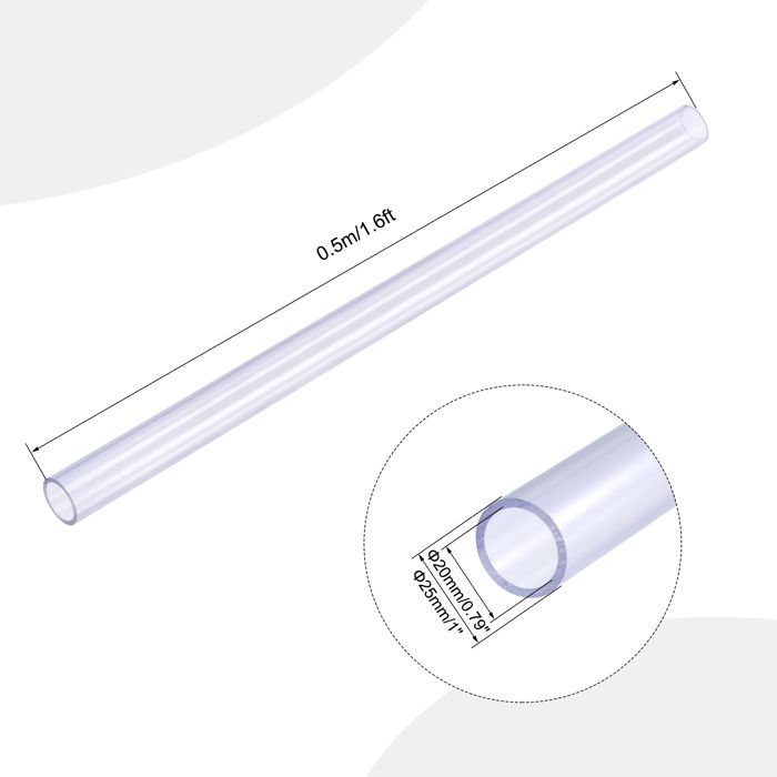 Tuyau Plastique Transparent Tuyau PVC Transparent 1m - Diamètre Intérieur 20mm/Extérieur 22mm - Pour Aquarium, Étang, Usage Général Tuyau Diamètre 20mm