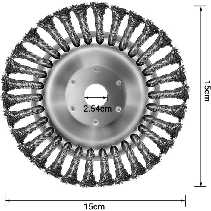 Tête De Brosse à Désherber 8 Pouces (200 Mm) – Fil D'Acier Massif Avec Roue – Alésage 25,4 Mm