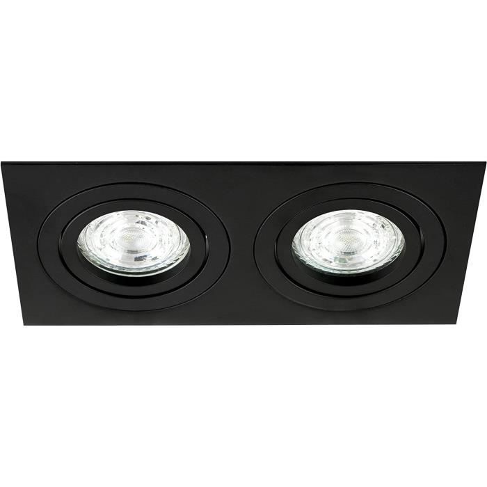 Double spot LED encastré carré noir - 2x7W - 36° - ®
