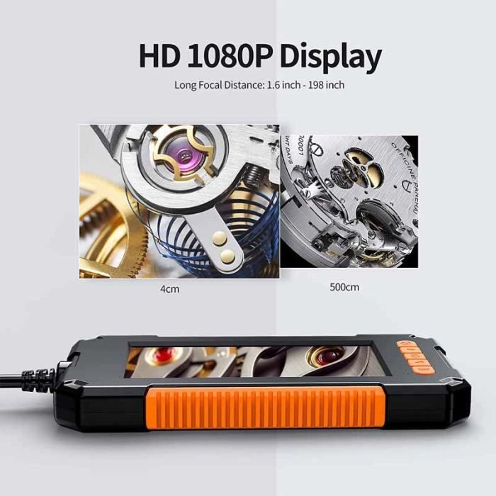 Endoscope Industriel 1080P HD 5m - Écran 4.3" LCD, IP67 Étanche, 8 LED, Carte 32Go Incluse