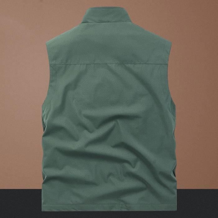 Gilet Softshell Homme Sans Manches - Léger Respirant Multi-Poches - Idéal Pêche Randonnée Été - Coupe-Vent Imperméable