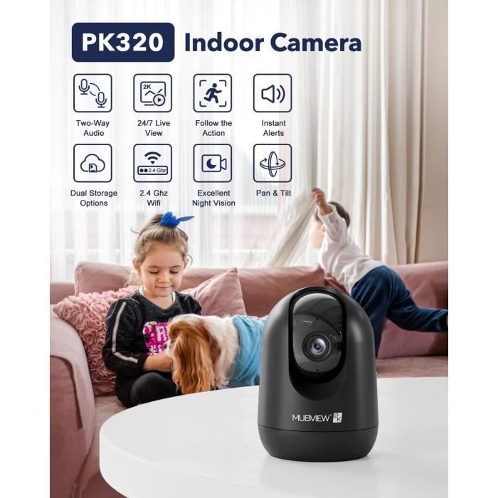 2K Caméra Surveillance WiFi Intérieur, Babyphone Caméra 360°, Caméra  Chat-Chien 24-7,Vision Nocturne, Suivi[S91] - Cdiscount Bricolage