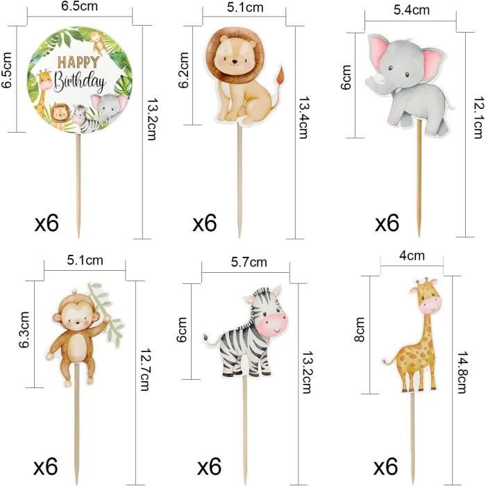 WEIGAO Safari Jungle Party – emballage de Cupcake, décoration de gâteau d'anniversaire, fournitures de fête pour enfants, Baby Shower, garçon et fille  15