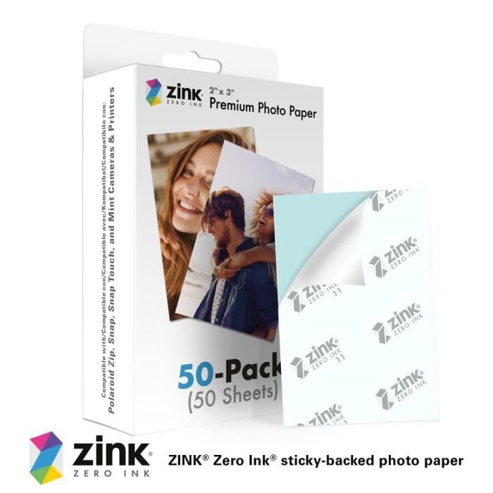 Comparer les prix : HP 2x3 Papier photo Zink de qualité supérieure (50  feuilles) compatible avec l'imprimante photo portable Sprocket