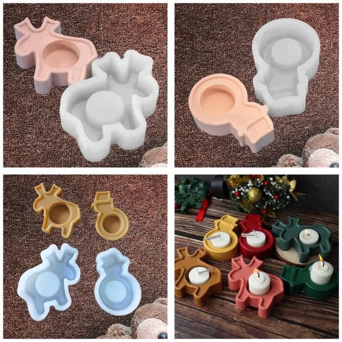 Moule En Silicone Noël Bonhomme De Neige/Père Noël - Pour Bougies, Résine, Plâtre - Réutilisable, Facile à Démouler