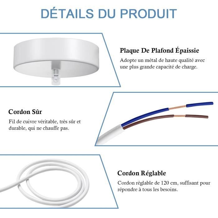 FIRMERST Douille E27 Étanchéité IP44 Avec Câble 2,5 M Caoutchouc – Lampe Extérieure Terrasse, Pergola, Guinguette, Blanc