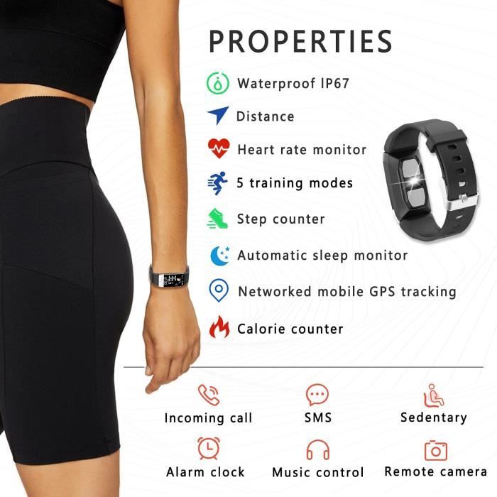 Smart Watch Fitness Tracker Fitness avec fréquence cardiaque, montre intelligente étanche IP68, écran tactile complet avec fonction de contrôle de la musique, moniteur de sommeil, montres pour femmes